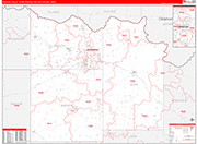 Wichita Falls Metro Area Wall Map Red Line Style